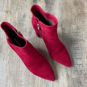 Antonio Melani Red Suede Zip Booties - Size 8M